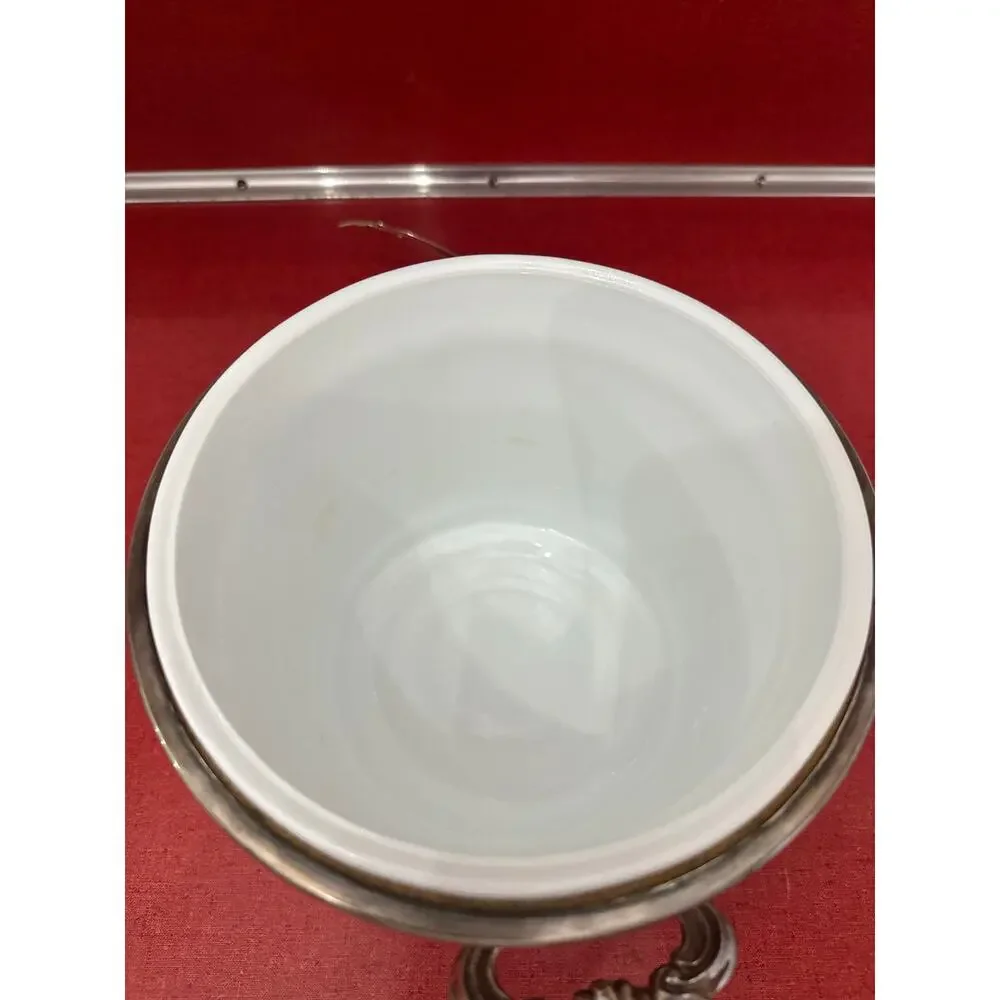 Vintage FB Rogers Silver-Plated Ice bucket Milk Glass Liner Insulated